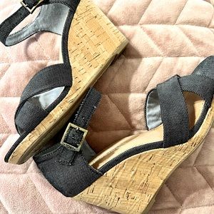 Toms Denim Wedge Sandal 6.5